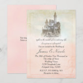 Roze Sprookjesboek Kasteel Bruiloft Kaart (Voorkant / Achterkant)