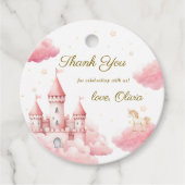 Roze Sprookjeskasteel Party Meisje Verjaardag Bedankjes Labels (Voorkant)