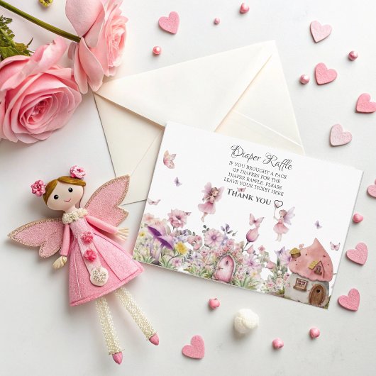 Roze Sprookjesluier Raffle Kaart voor Baby shower