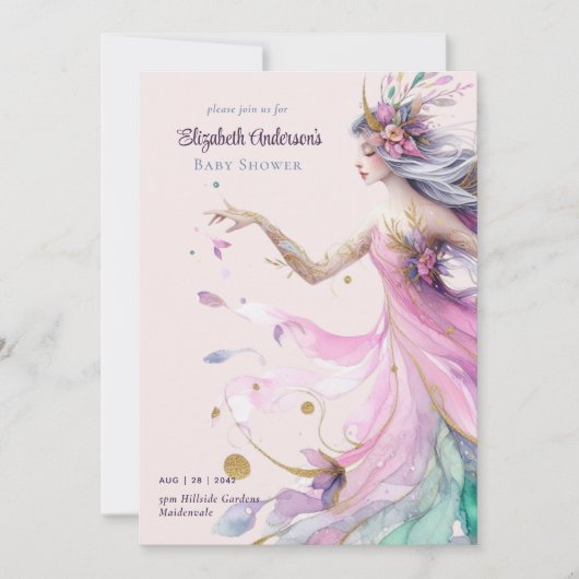 Roze Sprookjesprinses Rozen Meisjes Baby Shower Kaart (Voorkant)