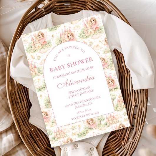 Roze Sprookjestuin Baby Shower Kaart