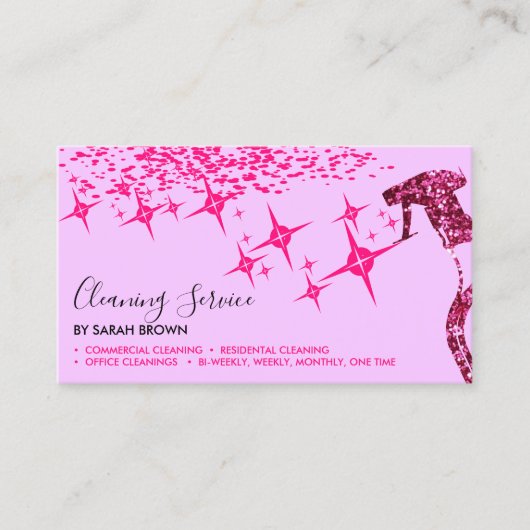 Roze Spuitbus Paarse schoonmaakmachine Visitekaartje (Voorkant)