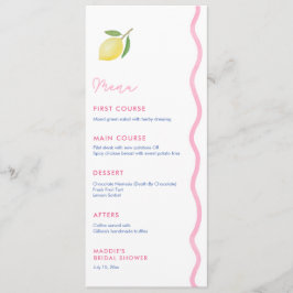  Roze Squiggle Lemon Vrijgezellenfeest Luncheon Menu