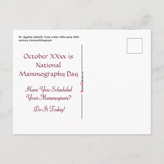 Roze St. Agatha (M 003) Briefkaart 2 (Achterkant)