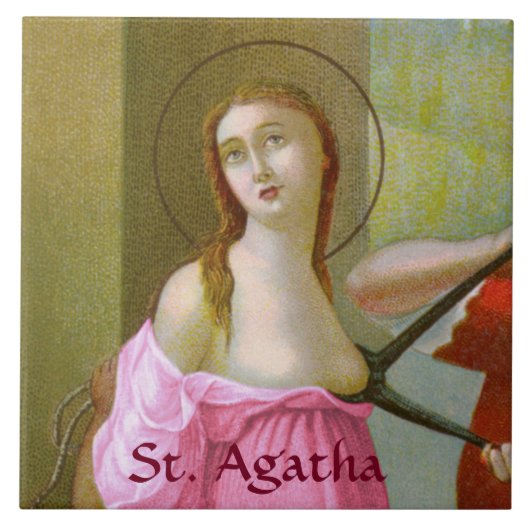 Roze St. Agatha (M 003) Keramische Tegel 1 Tegeltje (Voorkant)