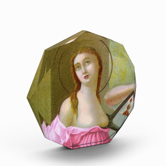 Roze St. Agatha (M 003) Papergewicht of Fotoblokken (Links)