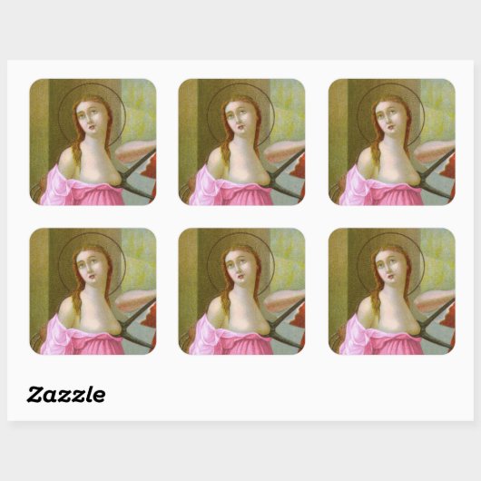Roze St. Agatha (M 003) Vierkante Sticker (Vel)