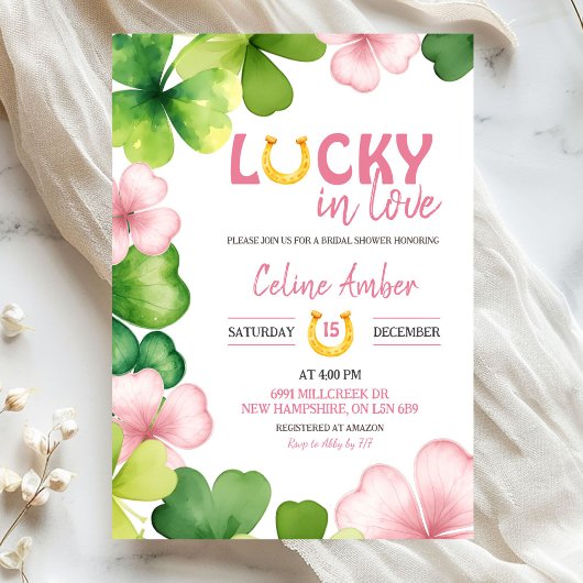 Roze St Patrick Lucky In Love Bruiloftsfeest Kaart