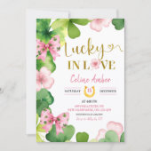Roze St Patrick Lucky In Love Bruiloftsfeest Kaart (Voorkant)