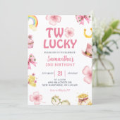 Roze St. Patrick Twee Gelukkige Verjaardagsuitnodi Kaart (Staand voorkant)