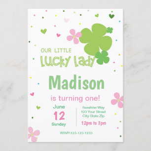 Roze St. Patrick's Day Birthday Uitnodiging