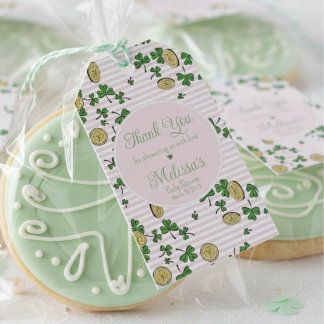 Roze St. Patrick's Day Groene Klaver Bedankt Cadeaulabel