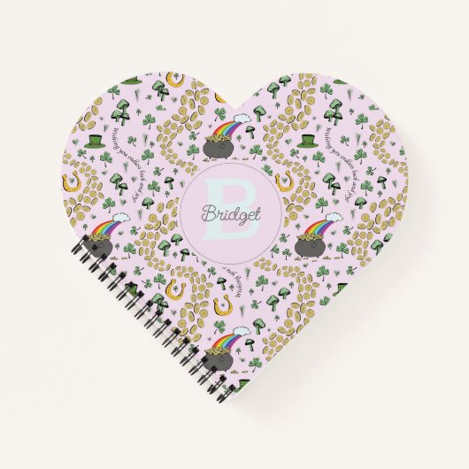 Roze St. Patrick's Day Hart Notebook Notitieboek (Voorkant)
