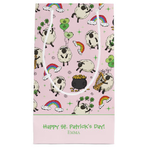 Roze St. Patrick's Day Schaap & Shamrocks Kinderen Klein Cadeauzakje