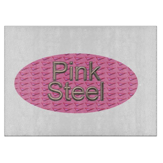 Roze Staal ovaal glas snijplank (Voorkant)