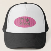 Roze Staal ovale zwarte trucker hoed Trucker Pet (Voorkant)
