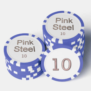 Roze Staal wit blauw 10 gestreepte poker chip