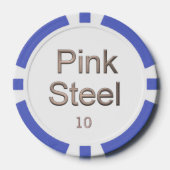 Roze Staal wit blauw 10 gestreepte poker chip (Voorkant)