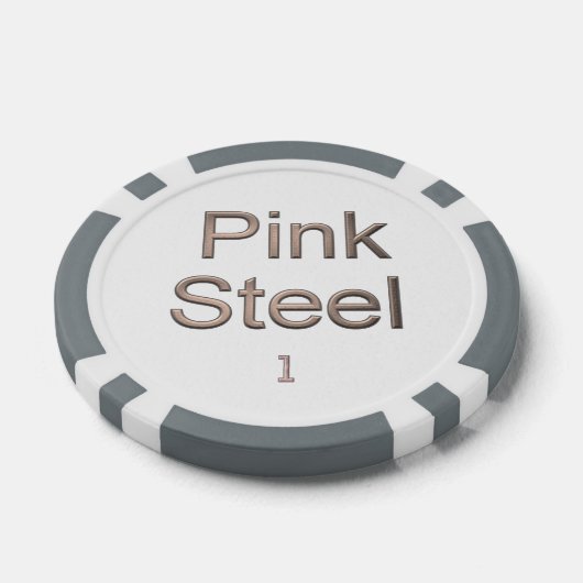 Roze Staal wit grijs 1 gestreepte poker chip (Enkel)