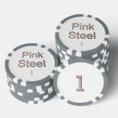 Roze Staal wit grijs 1 gestreepte poker chip (Opstapeling)