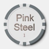 Roze Staal wit grijs 1 gestreepte poker chip (Voorkant)
