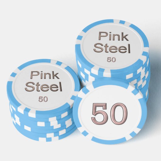 Roze Staal wit licht blauw 50 gestreepte poker chi Chips (Opstapeling)