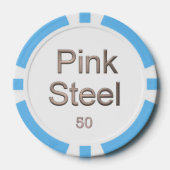 Roze Staal wit licht blauw 50 gestreepte poker chi Chips (Voorkant)