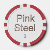 Roze Staal wit rood 5 gestreepte pookspaander Poker Chips (Voorkant)