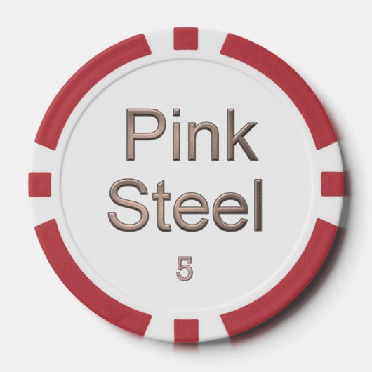 Roze Staal wit rood 5 gestreepte pookspaander Poker Chips (Voorkant)
