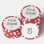Roze Staal wit rood 5 gestreepte pookspaander Poker Chips (Opstapeling)