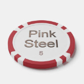 Roze Staal wit rood 5 gestreepte pookspaander Poker Chips (Enkel)