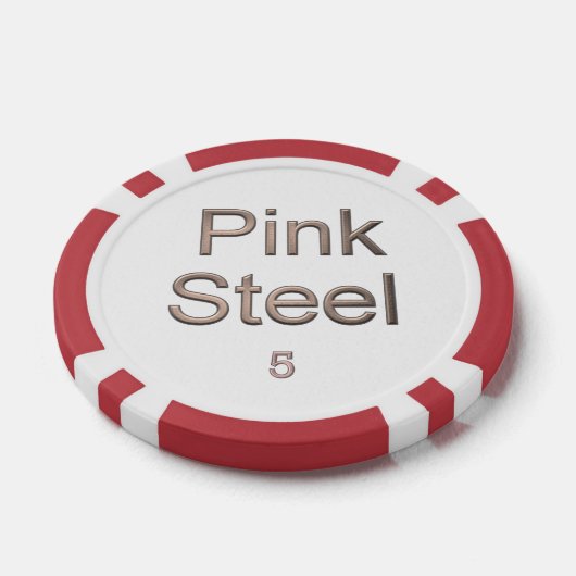 Roze Staal wit rood 5 gestreepte pookspaander Poker Chips (Enkel)