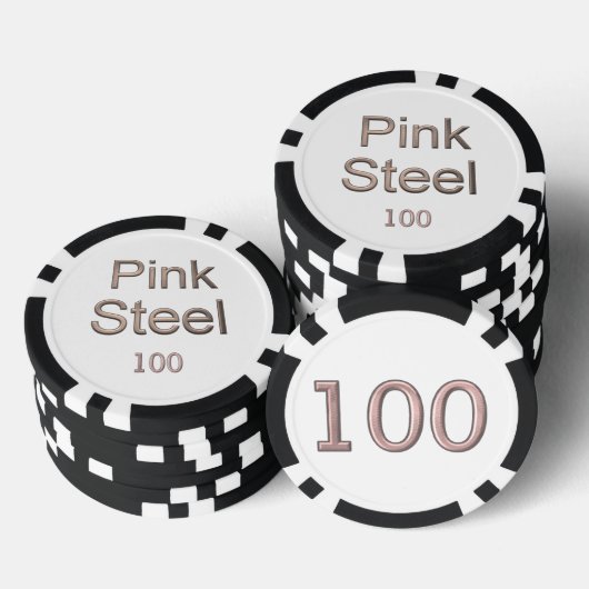 Roze Staal wit zwart 100 gestreepte poker chip (Opstapeling)
