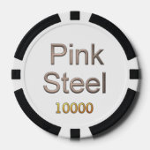 Roze Staal wit zwart goud 10K gestreepte poker chi Chips (Voorkant)