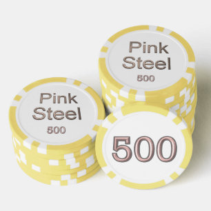 Roze Staal witte gele 500 gestreepte pookspaander Poker Chips