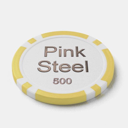 Roze Staal witte gele 500 gestreepte pookspaander Poker Chips (Enkel)