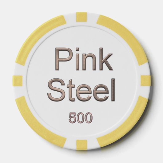 Roze Staal witte gele 500 gestreepte pookspaander Poker Chips (Voorkant)