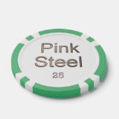 Roze Staal witte groene 25 gestreepte pookspaander Poker Chips (Enkel)
