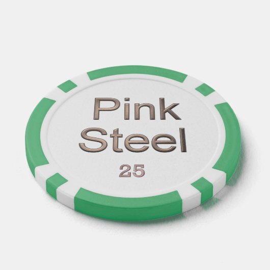 Roze Staal witte groene 25 gestreepte pookspaander Poker Chips (Enkel)