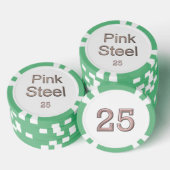 Roze Staal witte groene 25 gestreepte pookspaander Poker Chips (Opstapeling)