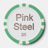 Roze Staal witte groene 25 gestreepte pookspaander Poker Chips (Voorkant)