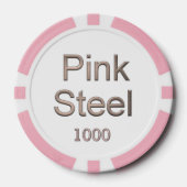 Roze Staal witte roze 1000 gestreepte pookspaander Poker Chips (Voorkant)