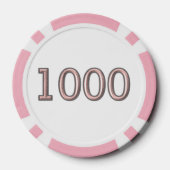 Roze Staal witte roze 1000 gestreepte pookspaander Poker Chips (Achterkant)