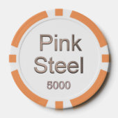 Roze Staal witte sinaasappel 5000 gestreepte pooks Poker Chips (Voorkant)