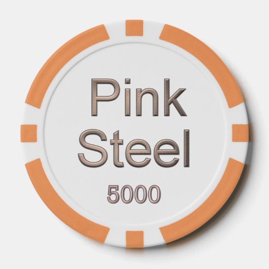 Roze Staal witte sinaasappel 5000 gestreepte pooks Poker Chips (Voorkant)