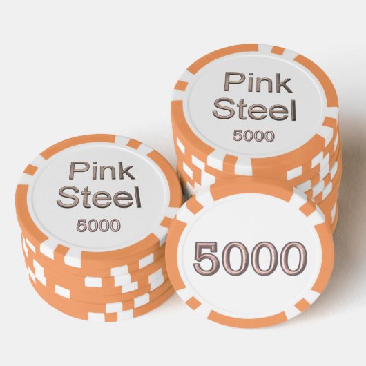 Roze Staal witte sinaasappel 5000 gestreepte pooks Poker Chips (Opstapeling)
