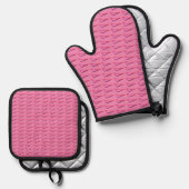 Roze Staal zilver quilt oven wanten pot houder set (Voorkant / Achterkant)