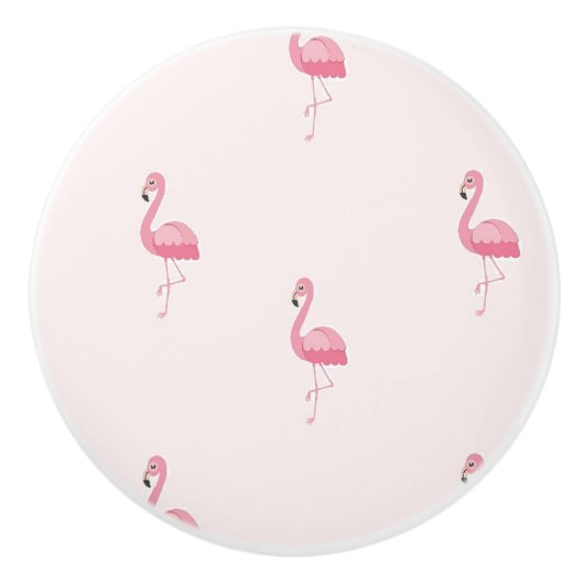 Roze staande flamingo keramische knop (Voorkant)