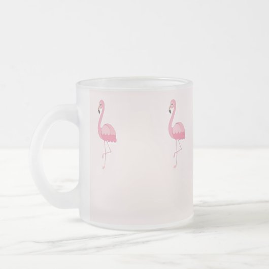 Roze staande flamingo matglas koffiemok (Links)