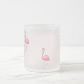 Roze staande flamingo matglas koffiemok (Center)